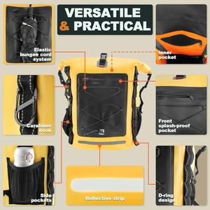 <span class=keywords><strong>Mochila</strong></span> Impermeable, Bolsa Seca de 35L 55L 85L, <span class=keywords><strong>Mochila</strong></span> de Senderismo Resistente con Cierre Enrollable, Mantiene el Equipo Seco, <span class=keywords><strong>Mochila</strong></span> de Viaje - Product Image 2