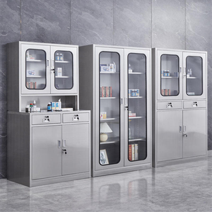 Armoire de distribution pharmaceutique mobile en acier inoxydable, design minimaliste moderne, protection incendie, avec serrure - Usage commercial, 2 portes - Product Image 1