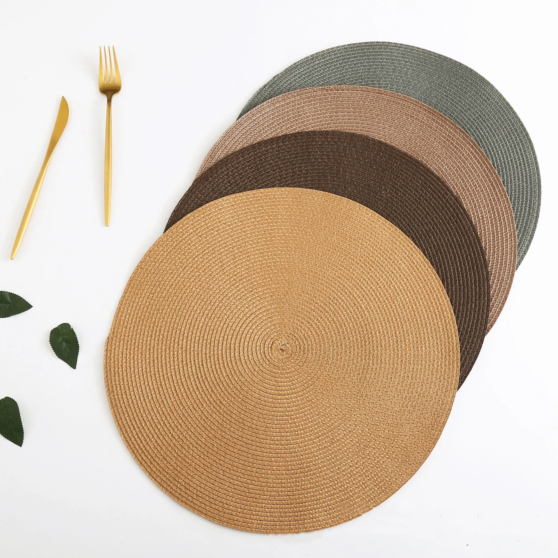 Tapete redondo de crochê trançado Pp para mesa de jantar, tapete antiderrapante lavável para decoração de cozinha, ideal para uso em ambientes de venda