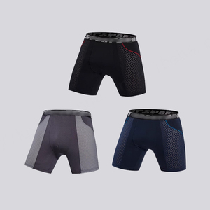 Calzoncillos bóxer con logotipo personalizado, ropa interior para hombre, malla transpirable, logotipo Jacquard, Calzoncillos Bóxer deportivos largos de diseñador para hombre - Product Image 4