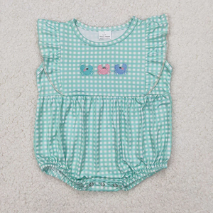 Sibling Matching Mint Gingham <b>Crab</b> Embroidery Eco-Friendly Casual Short Sleeve Summer Outfits - Product Image 3