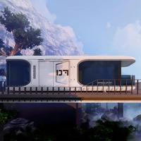 Maison capsule spatiale de luxe, maison préfabriquée modulaire moderne avec salle de bain pour hôtel de villégiature, système de maison intelligente avec cuisine