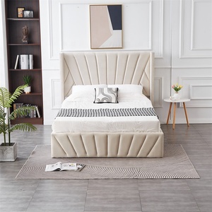 Letto Contenitore King Size in Velluto Felpato Beige Crema con Sollevamento a Gas, Design Moderno, Struttura in Legno, Disponibile anche nelle Misure Matrimoniale e Queen - Product Image 5
