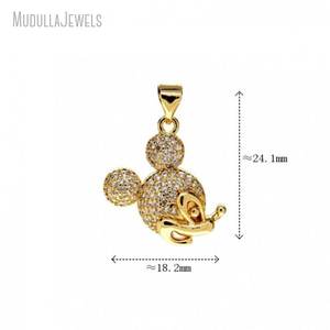 Ciondolo a forma di testa di <span class=keywords><strong>Topolino</strong></span> in Zirconia Cubica Trasparente (CZ) per fai da te, Charms per Crocs, Accessori Placcati Oro, Regalo per Creazione Gioielli - Product Image 3