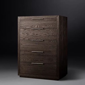 Aparador de madera de 5 cajones moderno con diseño de panel para el hogar, bar y sala de estar - Product Image 6