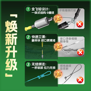 Conjunto de línea de pesca All Fly Lead de 7.2m-10m, monofilamento de nailon con peso concentrado para pesca en estanques y lagos de peces grandes. - Product Image 1