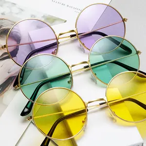 Круглый Хиппи очки розового и фиолетового цветов синий 60 стиль хипстер круг солнцезащитные очки для женщин