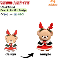 Ours en peluche de Noël personnalisé, adorable poupée en peluche avec bandeau renne, décoration de maison pour les fêtes, cadeau pour enfants et fêtes