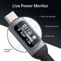 Cable trenzado de nailon SChitec tipo C a C, 3A 60W, carga rápida, conector USB 3.1 con monitor de energía en tiempo real para computadora portátil