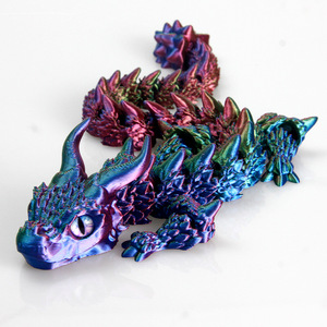 Modèle de jouet de dragon à grandes cornes imprimé en 3D PLA unisexe, animaux créatifs uniques, dinosaures, ornement, yeux et articulations mobiles pour les enfants de 7 à 12 mois - Product Image 5