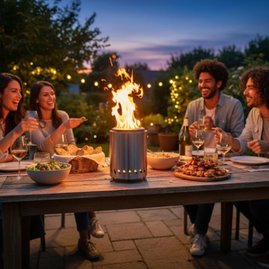 موقد طهي خشبي من الحديد الزهر والفولاذ المقاوم للصدأ - سخان فعال وموقد فحم للشواء - Product Image 4