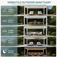 Pergola bioclimatique motorisée, auvent extérieur en aluminium, gazebo à lames orientables rétractables, patio, balcon