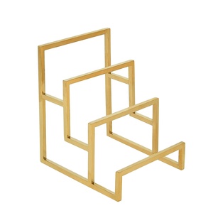 Kệ Trưng Bày Ví 3 Tầng Bằng Kim Loại, Tủ Đựng Ví Cầm Tay Màu Vàng Bóng, Giá Trưng Bày Dành Cho Cửa Hàng Boutique - Product Image 6