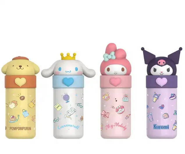 Kinder-Wasserflaschen Ruunjoy 350 ml Sanrioed Anime Kuromi Melodie Kinnemehl Thermosbecher Karikatur Kawaii Sportflasche minimalistisch