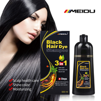 Shampoo colorant capillaire noir permanent 3 en 1 à base d'extraits végétaux naturels de Thaïlande, facile à utiliser, de la marque MEIDU