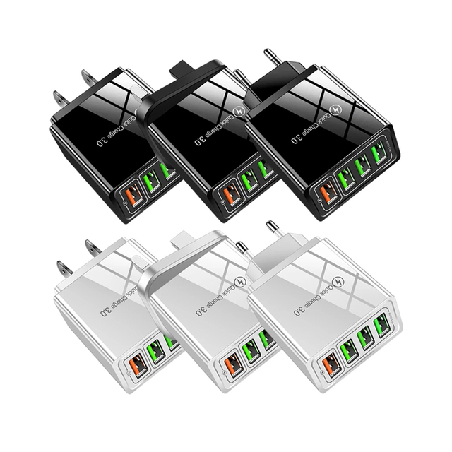 Cargadores Chargeur Multi Port USB QC3.0 US Plug 18W 20W 12V Chargers Adapter Travel Fast Mobile Phone Wall Charger