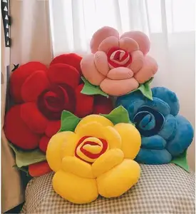 Cojín personalizado de tamaño completo para decoración de sala de estar, almohada de felpa Multicolor con rosas 3D, cojín de almohada