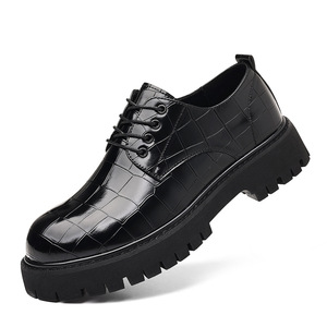 Scarpe da uomo in PU con suola spessa, rialzate, stile britannico, da <span class=keywords><strong>sposo</strong></span>, con motivo a quadri, chiusura con lacci, casual eleganti - Product Image 5