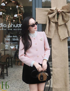 Chaqueta de Tweed de Alta Calidad para Mujer, Hecha en Vietnam, Antiarrugas, Estilo Elegante, Cuello Redondo, Tipo de Tela Tweed, Servicio OEM - Product Image 2