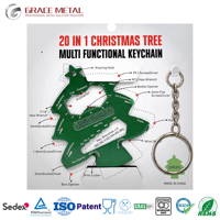 Logo Kustom 20 in 1 Gantungan Kunci Alat Multifungsi Pohon Natal Pembuka Botol Logam Kunci Hex Obeng Hadiah Promosi Bisnis