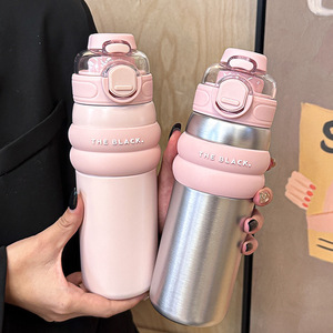 High Quality Double Drink Vacuum <b>Thermos</b> Stainless Steel High Color Value LargeWater Cup Straw Portable for Traveling Women's - Product Image 1