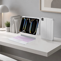 Étui compatible pour iPad Pro 11 pouces M4/M5 avec clavier rétroéclairé RVB ultra-fin sans fil rotatif à 360 degrés et pavé tactile intégré