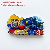 Imán Promocional para Refrigerador 2026, Imán de Recuerdo de Ecuador en Oferta, Diseño 3D de Mapa, Bandera y Autobús, Regalos Turísticos