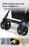 Poussette pour animaux de compagnie multifonctionnelle à double couche, grande, à récupération rapide, lavable, imperméable, pliable, à 4 roues, en métal, durable, portable, pour chats