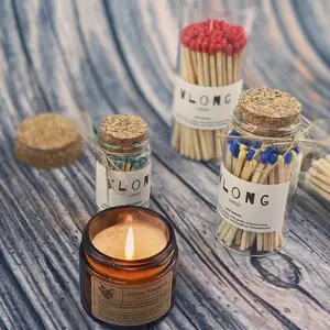 Safety Mini Glass Long Fragrant Candle Colored Matches Glass Jar With Eye-catching Candle Matches In Glass Jar Matches