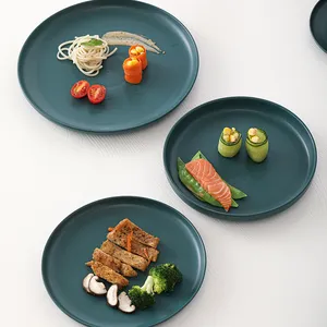 Porcelain Dinnerware Sets Matte Color Series Pink/Navy Blue/Army Green/White Wedding Ceramic Flat Plates and Bowls