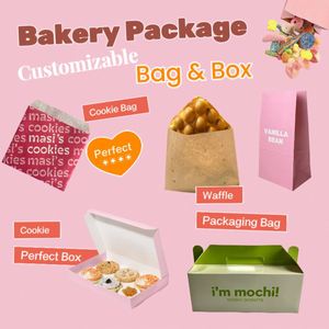 Custom <b>Bag</b> Cookie Packaging Paper <b>Bag</b> Paper <b>Bags</b> Bakery Bread Food Packaging Boxes Cookie Box Cake Gift Box logo Pastry Takeaway - Product Image 2