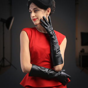 Elegantes Guantes Largos de Piel de Oveja Genuina para Mujer, Transpirables, para Invierno, para Mantener el Calor al Aire Libre - Product Image 3