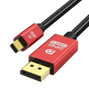 Mini <span class=keywords><strong>port</strong></span> d'affichage tressé rouge pour afficher le connecteur plaqué or de câble de <span class=keywords><strong>Port</strong></span> 8K 60Hz 4k <span class=keywords><strong>144Hz</strong></span> Mini DP au câble de DP pour la TV - Product Image 1