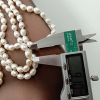 Collier de perles de riz d'eau douce naturelles de qualité AA+, 160 cm de long, perles nouées à 100 %, taille 7-8 mm, forme de perle à 100 %.