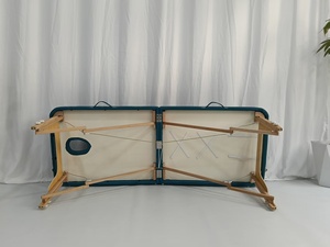 OEM Customize <strong>Teal</strong> Portable Folding Massage Table Adjustable Wooden Frame Spa Bed with Free <strong>Accessories</strong> - Product Image 4