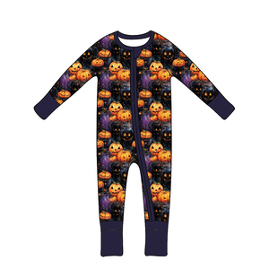 Mameluco con estampado de Halloween para bebé de fábrica personalizado OEM Qingli, peleles con estampado de calabaza para bebés de 0 a 8 años, sin aranceles - Product Image 4