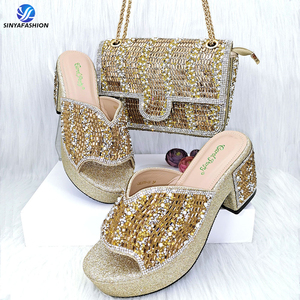 Conjunto de bolsa italianos de <span class=keywords><strong>zapatos</strong></span> de tacón alto Hermoso zapato de material Pu para combinar con el conjunto de bolsa de <span class=keywords><strong>zapatos</strong></span> cómodos conjunto de bolsa - Product Image 1