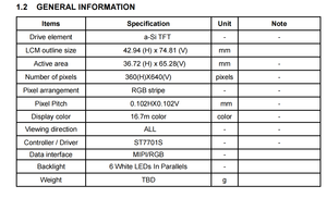 Hoogwaardig 3 inch 3'' scherm met 360x640 resolutie, ST7701S driver IC, IPS kleuren LCD display paneel, SPI kleuren LCD MIPI RGB <span class=keywords><strong>interface</strong></span>, 500nits - Product Image 2