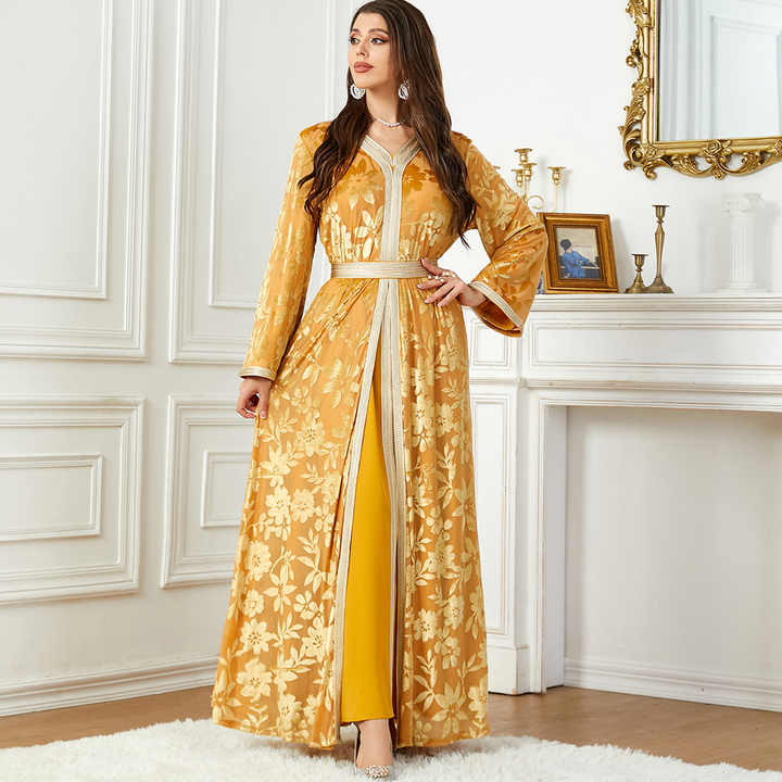 3771 velours 2 pièces maxi abaya femmes robe musulmane arabie saoudite turquie abaya femmes robe musulmane