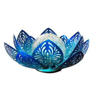 Lampe solaire d'extérieur en forme de lotus, étanche, avec globe en verre craquelé, lumières LED en forme de fleur de lotus, décoration pour patio extérieur - Product Image 4