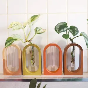 Custom resin flower bud vase nordic style glass test tube vase bud plant pots creative test tube pot for home decoration