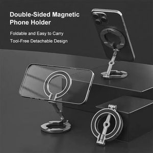 Support de téléphone portable pliable en alliage d'aluminium léger à double aimant pour voiture, idéal pour le streaming en direct en extérieur - Product Image 5