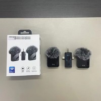 Winddichtes und Geräuschdämpfendes Kabelloses Lavalier-Mikrofon F11-2 2.4G Geräuschunterdrückendes Ansteckmikrofon für Vlogging und Live-Streaming