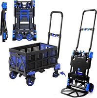 Diable de Manutention Pliable en Aluminium 137 KG / 68 KG avec Chariot de Transport et Panier Pliant