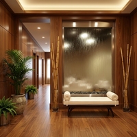 Fontaine d'intérieur contemporaine personnalisée avec logo d'entreprise, mur d'eau en verre pour spa, hôtel, restaurant et centre commercial