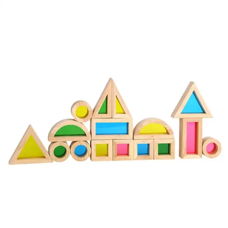 Kids Montessori Wooden Toys Sensory Rainbow Stacking Acrylic Building Blocks Creative Educational Toys