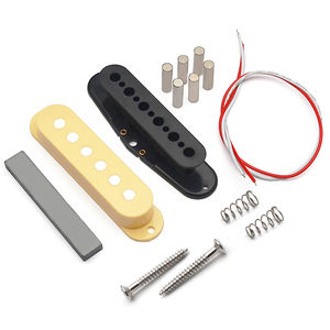 Kits de pièces DIY pour la fabrication de micros de <span class=keywords><strong>guitare</strong></span> : bobine de micro simple, capot, barre en céramique, câble, pièces de contact, noir/blanc/jaune - Product Image 1