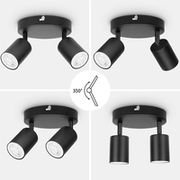 Plafonnier Spot Plafond Noir Mat GU10 Industriel 2 Voies Plafonnier Intérieur Luminaire pour Maisons