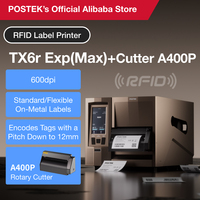 Imprimante d'étiquettes POSTEK TX Exp Max Series 600 dpi, imprimante d'étiquettes industrielle à transfert thermique RFID avec coupeur rotatif haute vitesse A400P