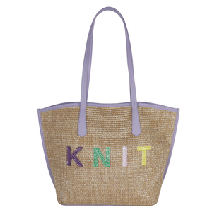 Sac fourre-tout en paille de luxe pour femme, personnalisable avec logo, pour la plage, l'été, l'automne, le printemps, avec bandoulière perlée scintillante, idéal pour les courses - Product Image 1